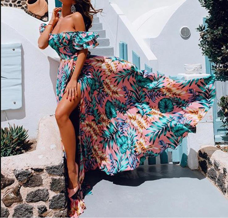 2020 Summer European and American New Sexy Strapless Printed Dress Cross-border Women's Dress