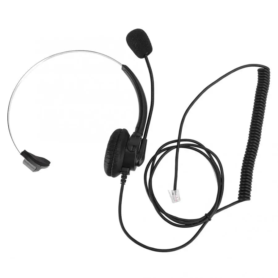Wired Landline Phone Customer Service Hotline Headset Headset PhoneMono-ear Earbuds Handle Wired Headset with Microphone