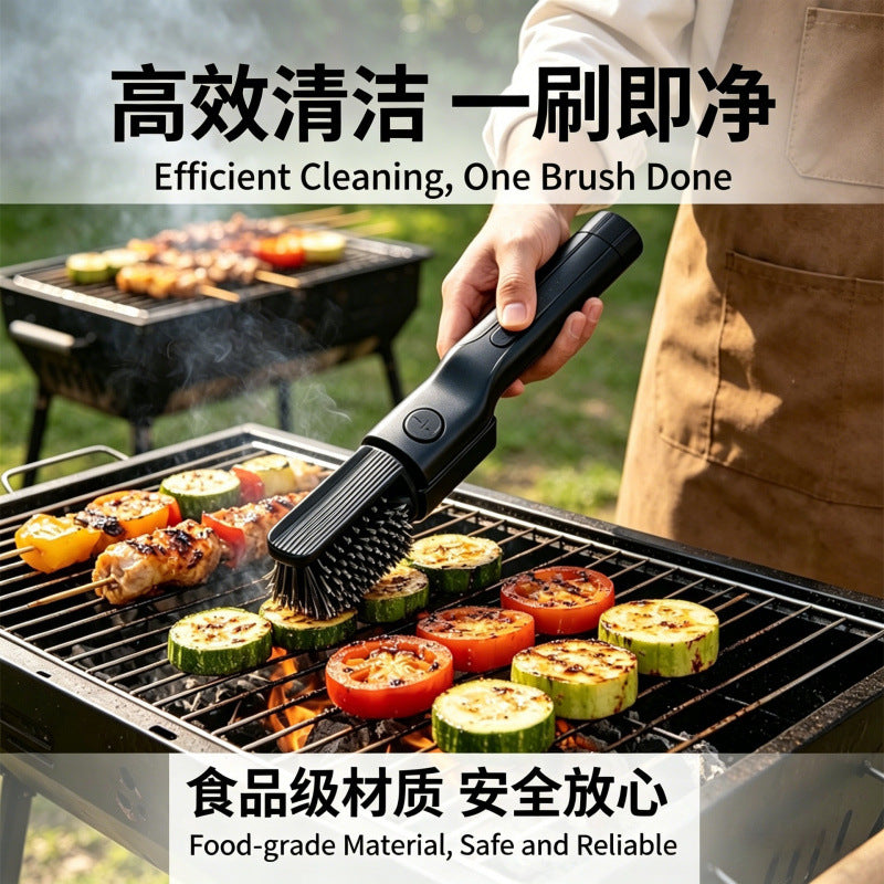Cross-Border New Model Foldable Second-Generation Electric Barbecue Brush Heavy Grease Cleaning Tool Barbecue Grill Cleaning Tool