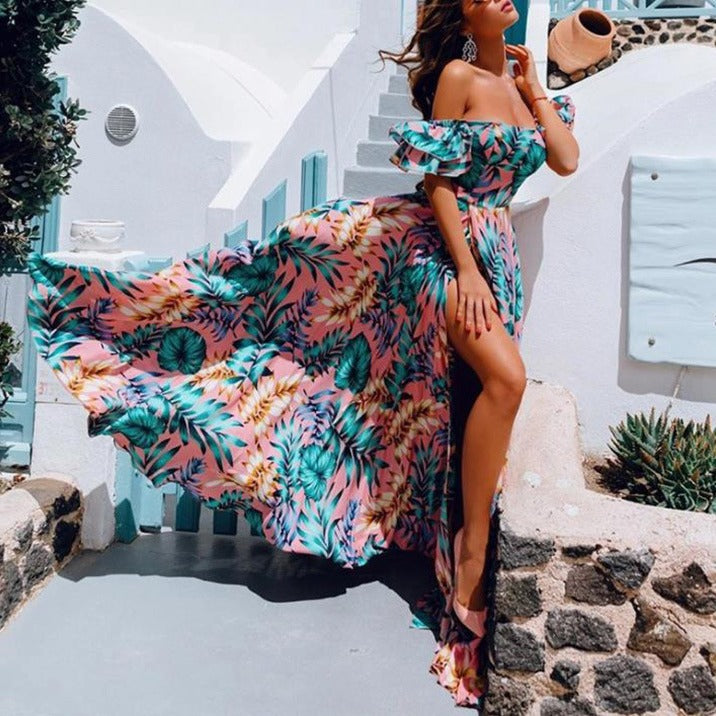 2020 Summer European and American New Sexy Strapless Printed Dress Cross-border Women's Dress