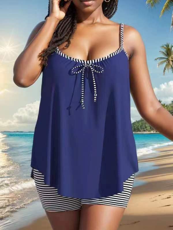 European Conservative Split Swimsuit for Women Foreign Trade Cross-Border Tankini Loose Large Size Swimsuit Beach Split Swimsuit