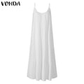 2024 Summer European and American New Ruffled Solid Color Long Dress Sleeveless Loose Thin Shoulder Strap Dress Summer dress