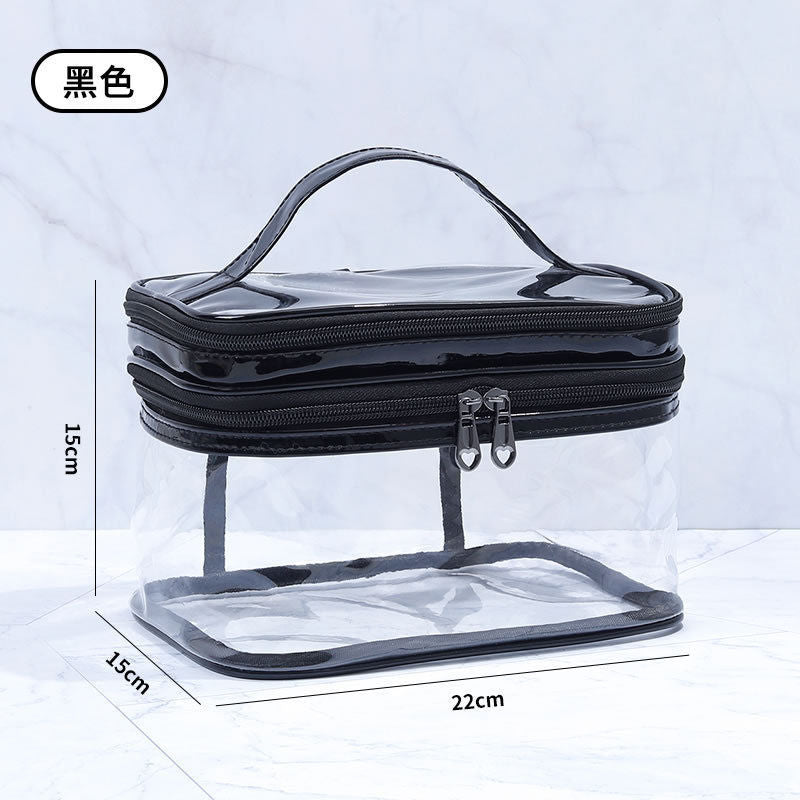 Double Layer Transparent Cosmetic Bag Large Capacity Dry and Wet Separate Waterproof Toiletry Bag Portable Travel Cosmetic Storage Bag