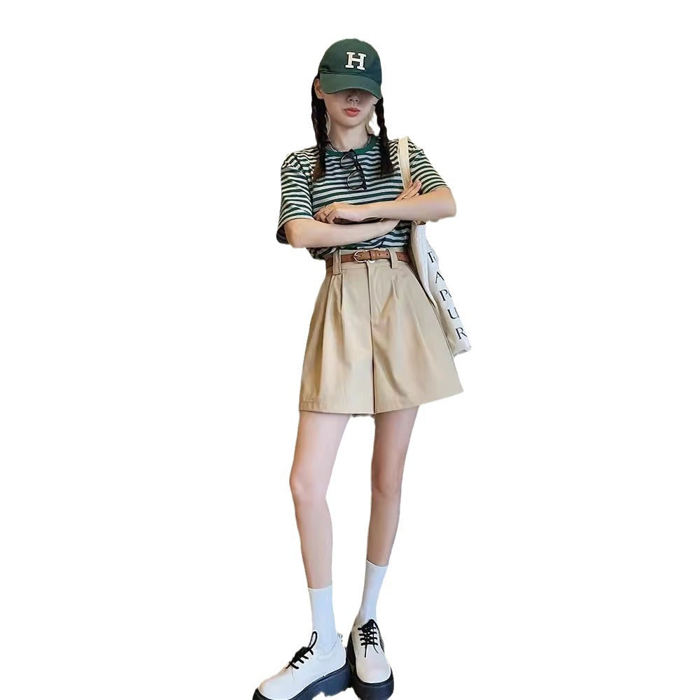 2023 New Salt Sweet Wear Age Reducing College Style Lively Slimming Slight Fat Sister Two-piece Suit Summer