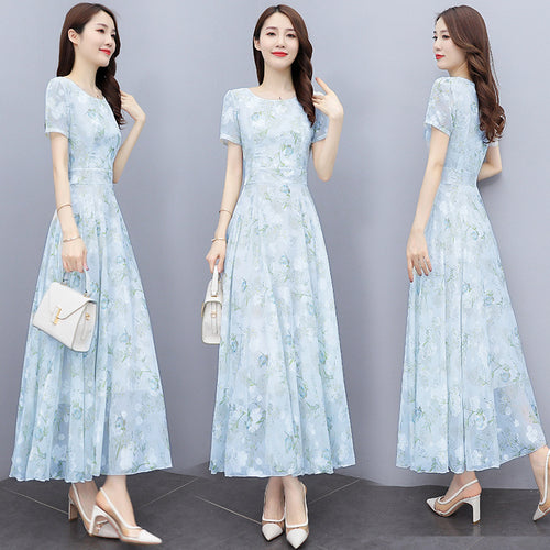 2022 Summer New Bohemian Long Dress to Ankle Chiffon dress Super Long Seaside Holiday Beach Dress for Women