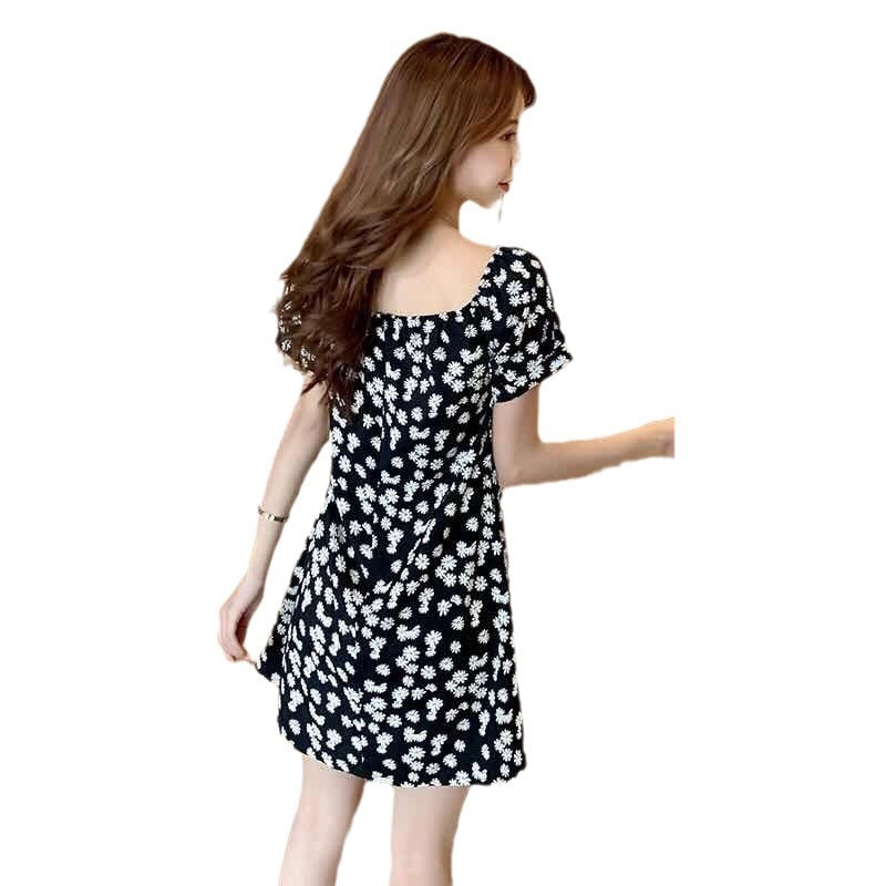 Daisy Dress Slim-Fit Slimming off-Shoulder Floral dress 2024 Summer New Internet Celebrous Same Style Dress