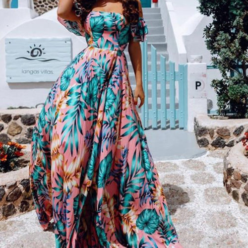 2020 Summer European and American New Sexy Strapless Printed Dress Cross-border Women's Dress