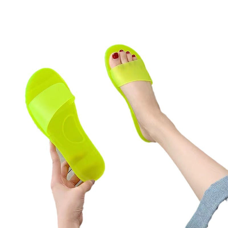 Summer New Crystal Slippers for Women, Large Size, Fashionable Jelly Outer Wear, Casual Home Couple, Deodorant Flip Flops, Cross-Border