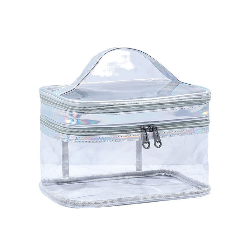 Double Layer Transparent Cosmetic Bag Large Capacity Dry and Wet Separate Waterproof Toiletry Bag Portable Travel Cosmetic Storage Bag