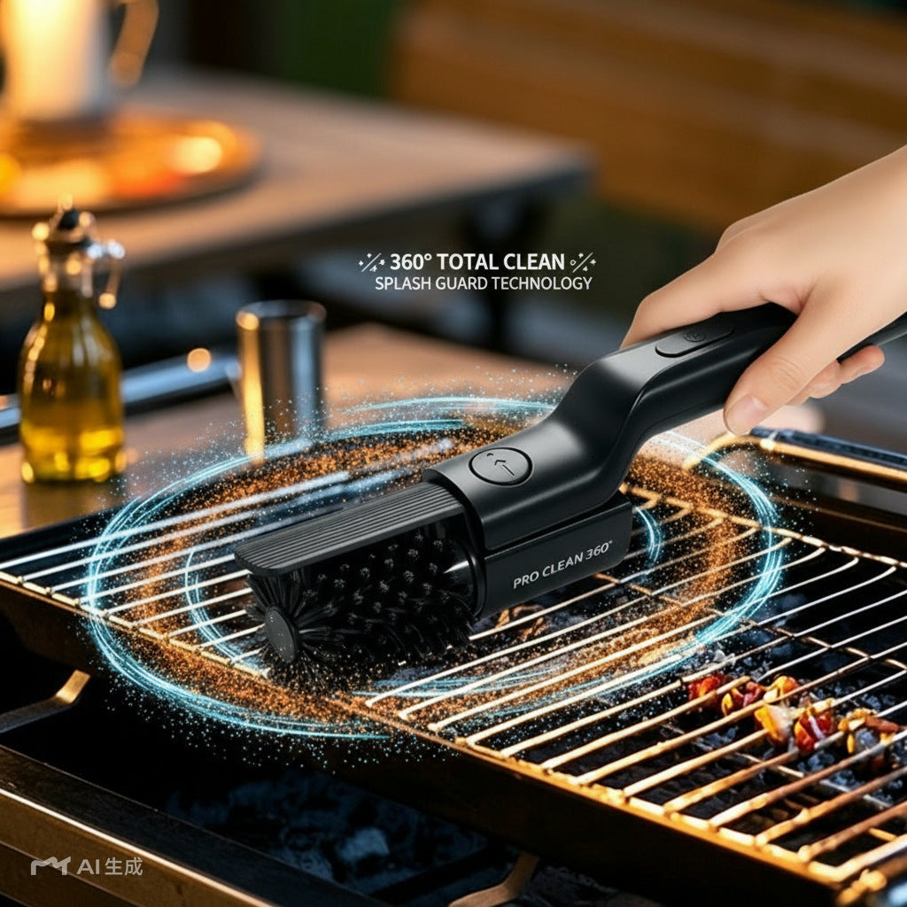 Cross-Border New Model Foldable Second-Generation Electric Barbecue Brush Heavy Grease Cleaning Tool Barbecue Grill Cleaning Tool