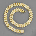 Xindi European and American Popular Men's Necklace 15mm Exaggerated Diamond Geometric Trendy Hip-Hop Jewelry Large Gold Chain Necklace