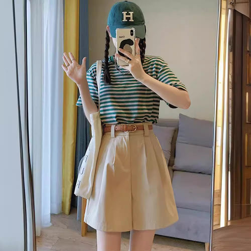 2023 New Salt Sweet Wear Age Reducing College Style Lively Slimming Slight Fat Sister Two-piece Suit Summer