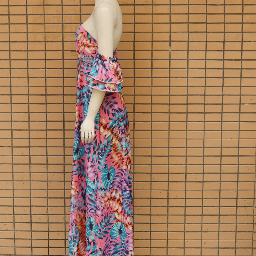 2020 Summer European and American New Sexy Strapless Printed Dress Cross-border Women's Dress