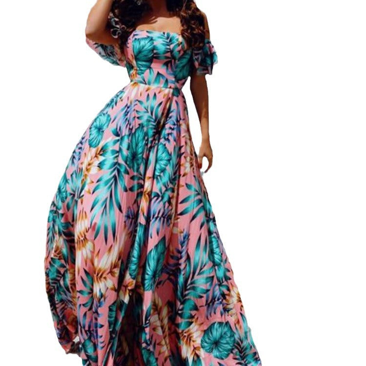 2020 Summer European and American New Sexy Strapless Printed Dress Cross-border Women's Dress