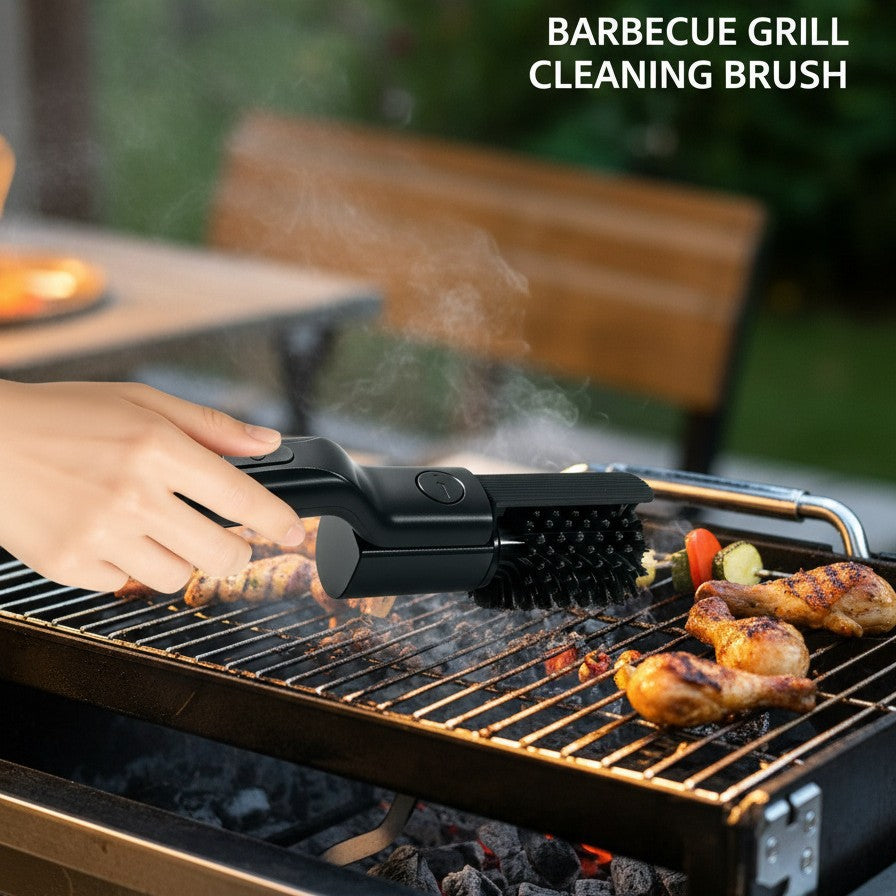 Cross-Border New Model Foldable Second-Generation Electric Barbecue Brush Heavy Grease Cleaning Tool Barbecue Grill Cleaning Tool