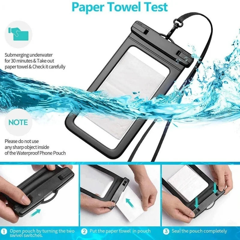Universal Touch Screen Waterproof Phone Case Sealed Anti-Water Dust Lightweight Portable Perfect for Outdoor Sports