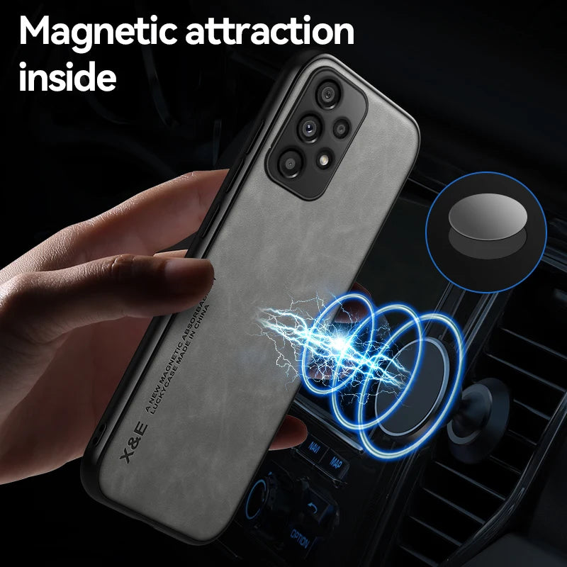 Hidden Iron Plate Magnetic Frosted Leather Phone Case For Xiaomi 17 Pro Max 15T 15 14 14T 13 13T 12 12T 11 11T Pro Back Cover