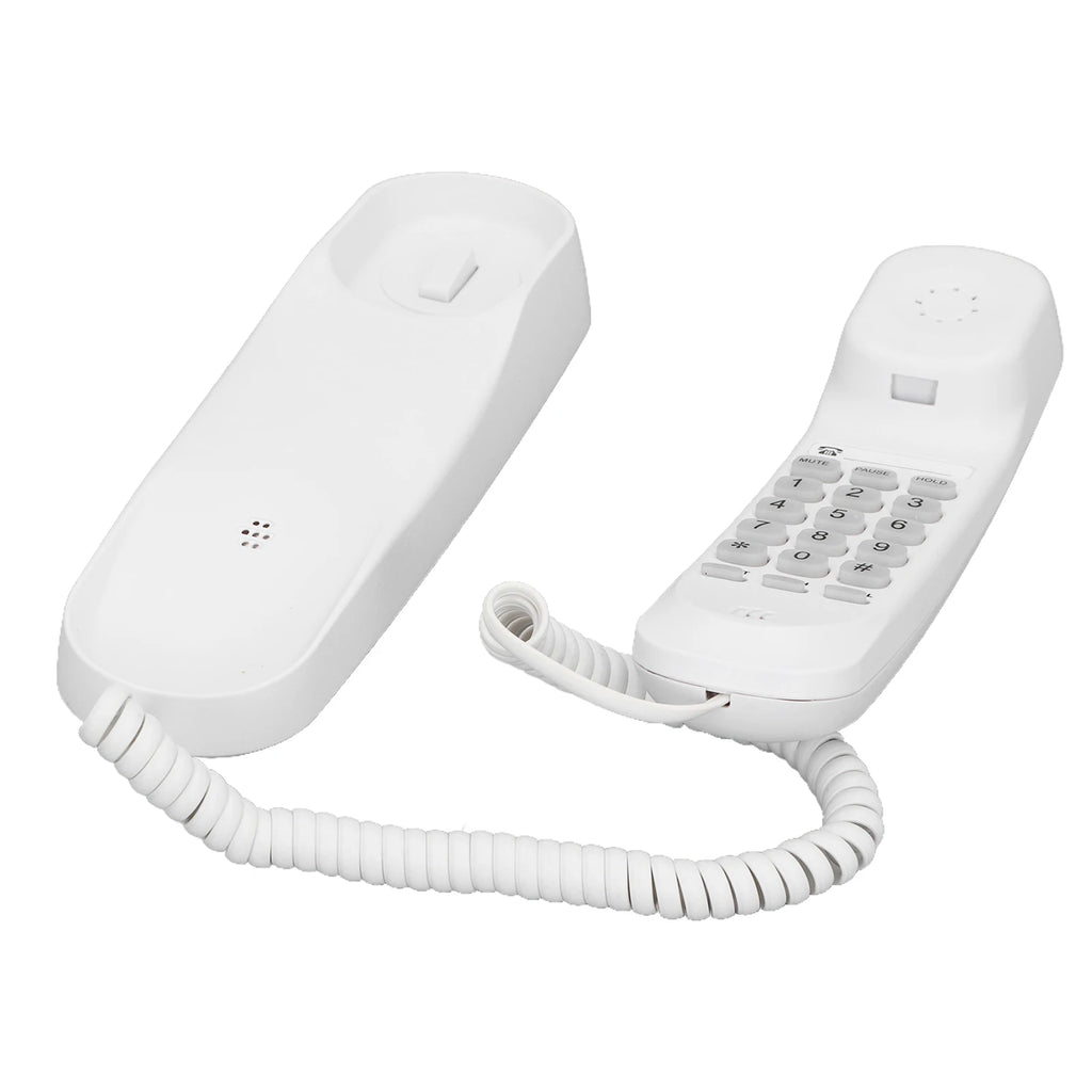 Mini Desktop Corded Landline Phone Fixed Telephone Wall Mountable Supports Mute/ Pause/Redial and 2 Ring Volume Adjustable Funct