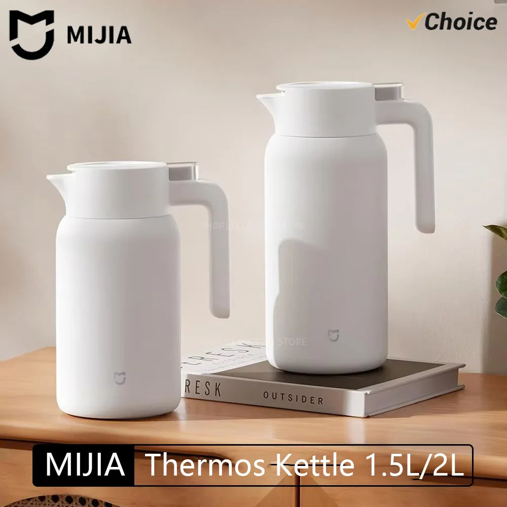 NEW Mijia Thermos Kettle Vacuum Insulated Bottle for Hot/Cold Drinks 1.5/2.0L 60oz Coffee Carafe Hot Water Tea Dispenser