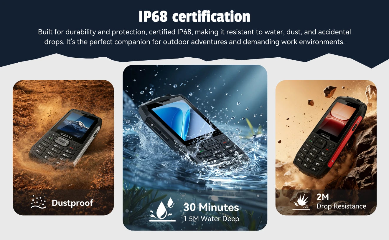 HAMTOD H3 Rugged Phone 2.8 inch HD Screen Quad-core 2000mAh Battery 0.3MP Camera 4G VoLTE