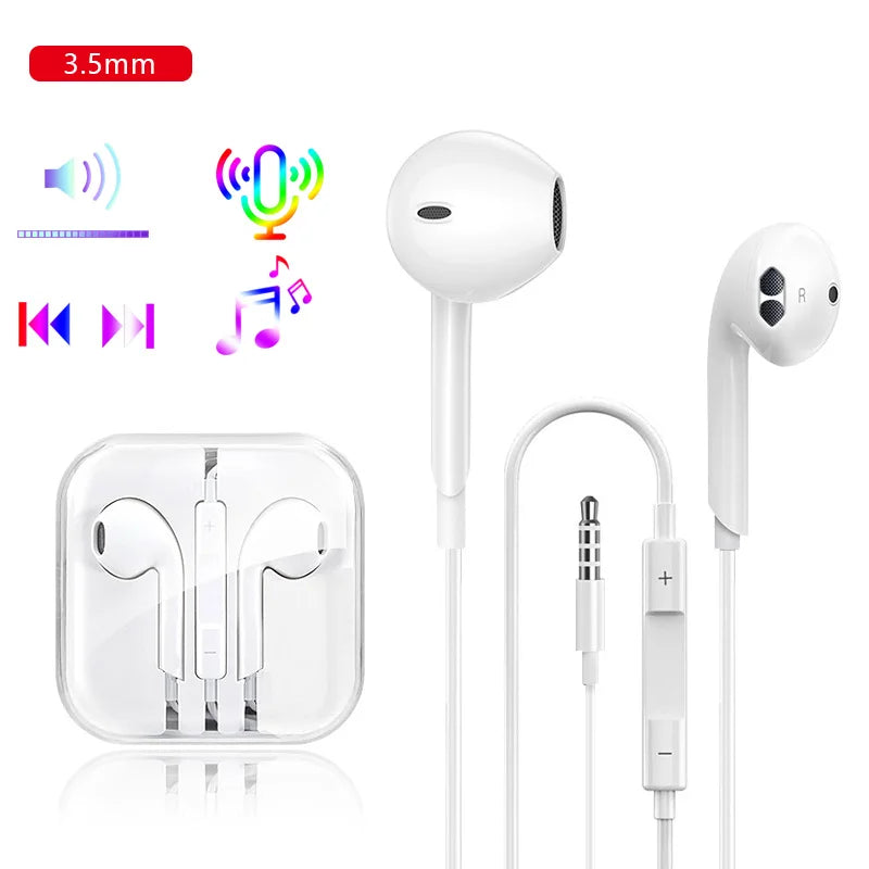 Original Wired  Earphones For iPhone 15 14 13 12 11 Pro Max XR XS 8 Plus In-Ear Headphones Headset Accessories