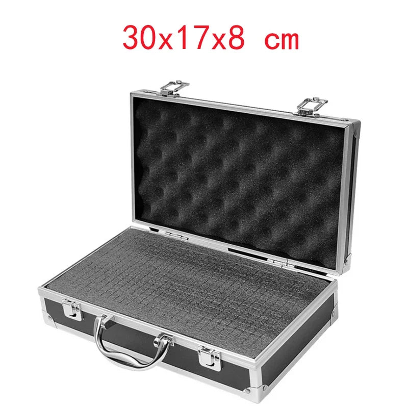 Shockproof Aluminum Tool Organizer Case, Portable Protective Box with Foam Sponge for DIY and Industrial Use