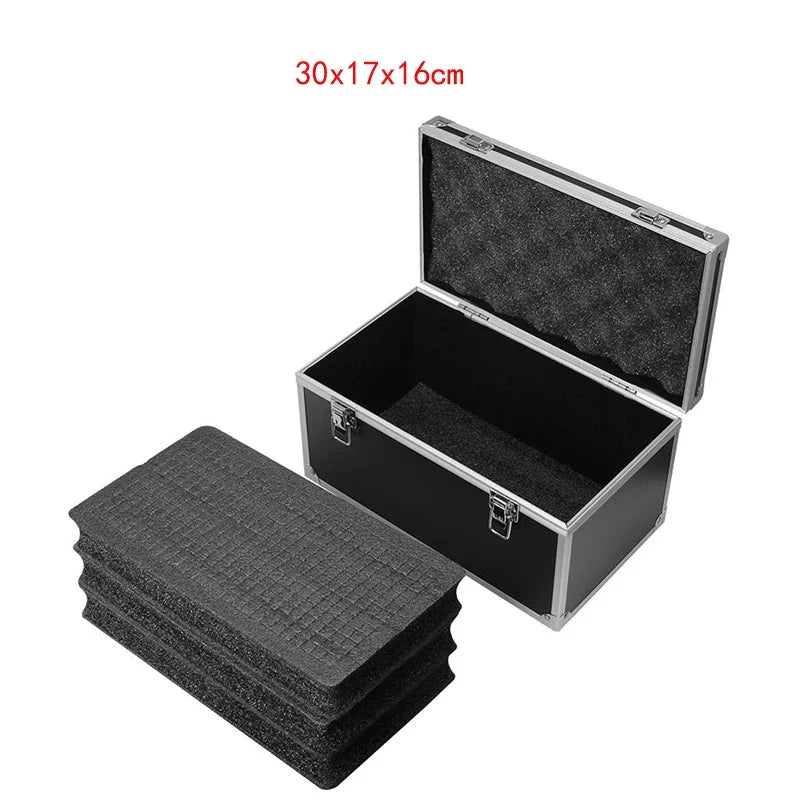 Shockproof Aluminum Tool Organizer Case, Portable Protective Box with Foam Sponge for DIY and Industrial Use