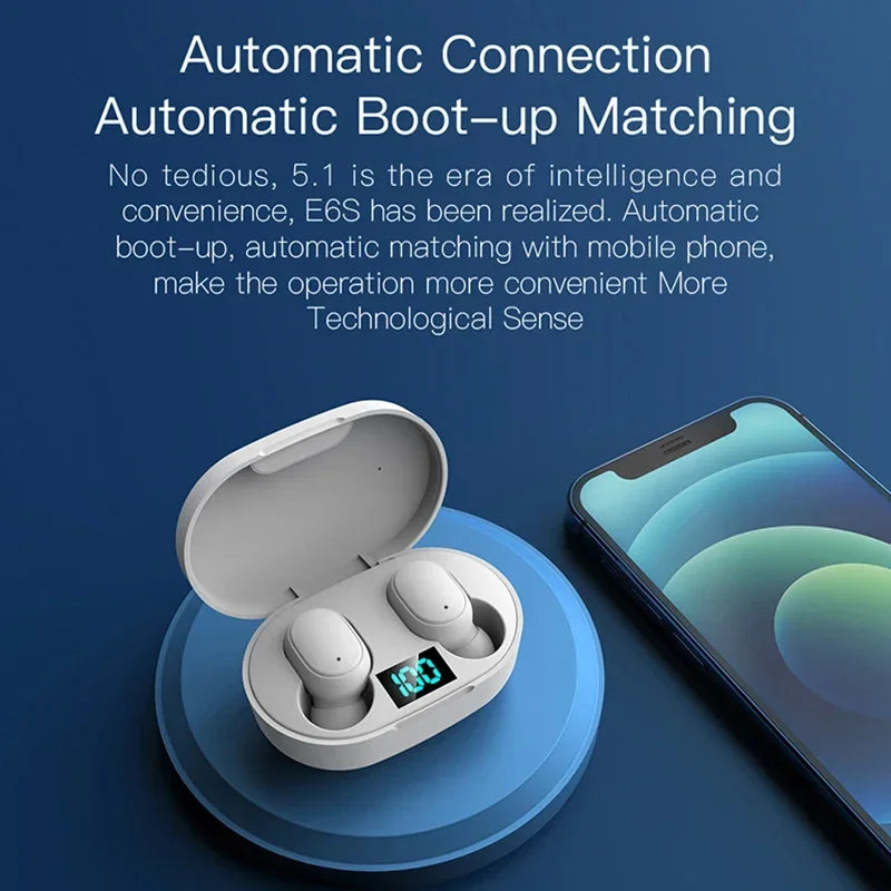 TWS E6S Fone Bluetooth Earphones Wireless Bluetooth Headset Noise Cancelling Headset With Microphone Headphones ForHuawei Xiaomi