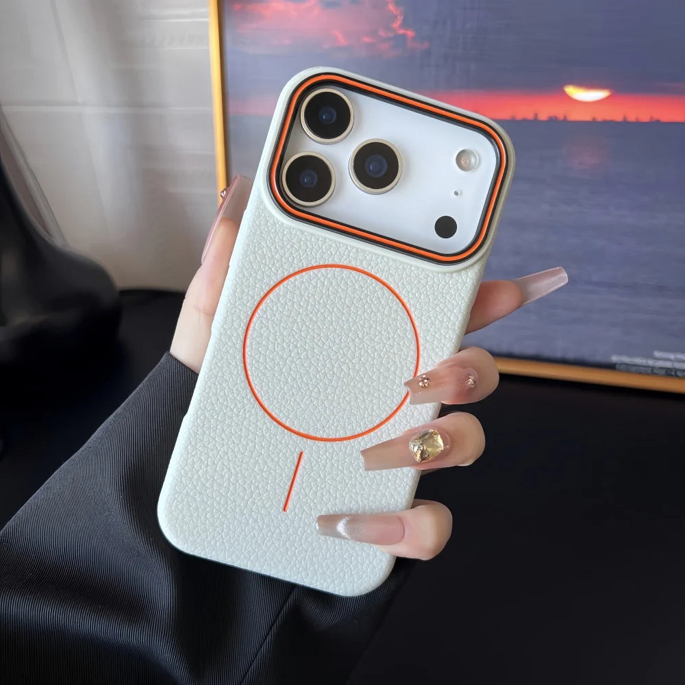 Lichee Pattern Magnetic 17promax Case for IPhone 17 Pro Max 16 14 15 Plus 13 12 17 Air Pro Max 11 for Magsafe Soft Cover