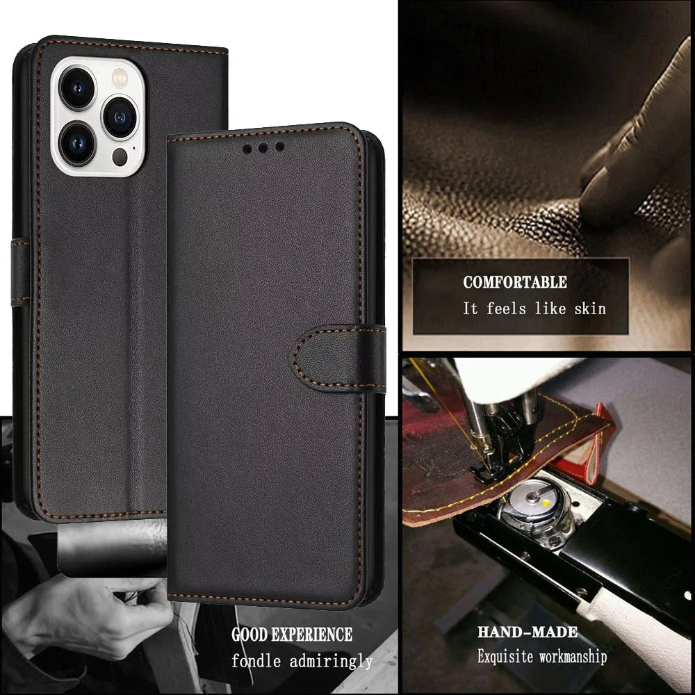 Solid Color Flip Leather Case For OPPO A16 A17 A37 A18 A57 A58 A60 A78 A94 A98 A74 A93 A54 A55 5G 4G A52 A72 Wallet Stand Cover