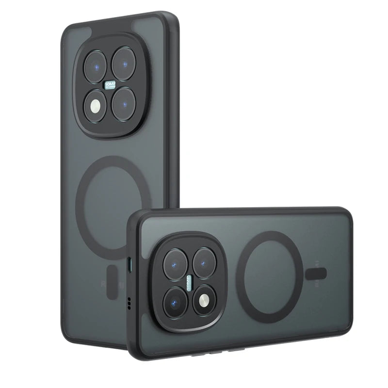 For Xiaomi Redmi Note 15 Pro Plus 5G Case Shockproof Magnetic Matte PC+TPU Anti-fingerprint Translucent Cover for Note15 Pro