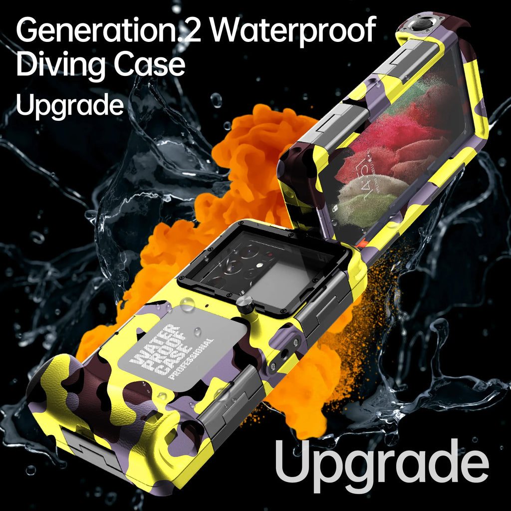 New camo pattern, waterproof up to 15 meters/50 feet, universal 6.9-inch IP68 waterproof phone case, for underwater photography