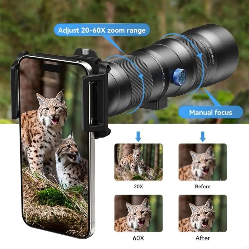 Adjustable Phone with Stabilizing Tripods Small Spotting for Outdoor Photography Nature Exploration 896C