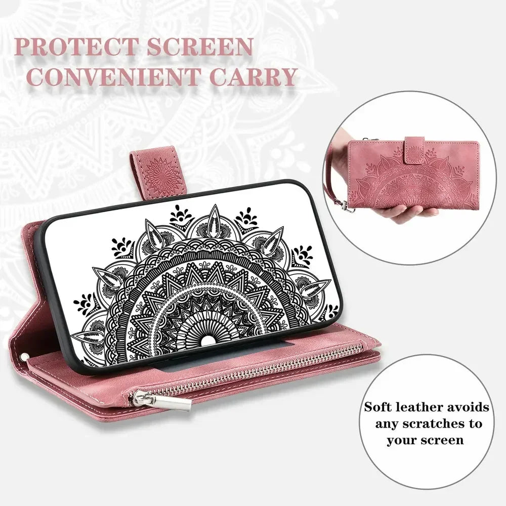 For Poco X8 Pro Max X7 F6 X6 X5 X3 NFC 5G Zipper Wallet Case Crossbody Book Shell Xiaomi Poco M8 M7 Pro M6 F5 C75 X 8 Flip Cover