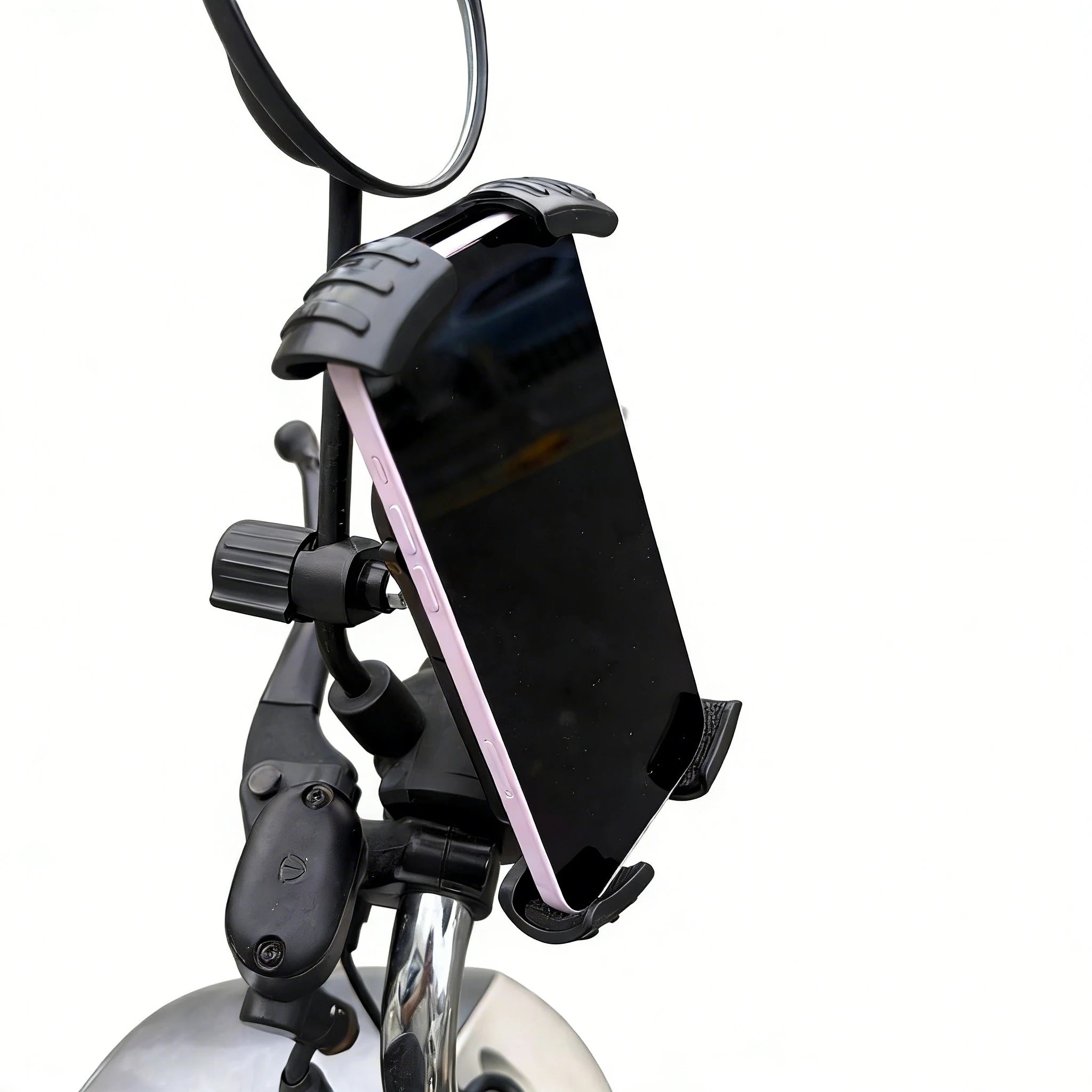 Bicycle Phone Clip Rearview Mirror Motorcycle Holder Rotating Knob Locking Mechanism Stability Enhancement Riding NavigationTool