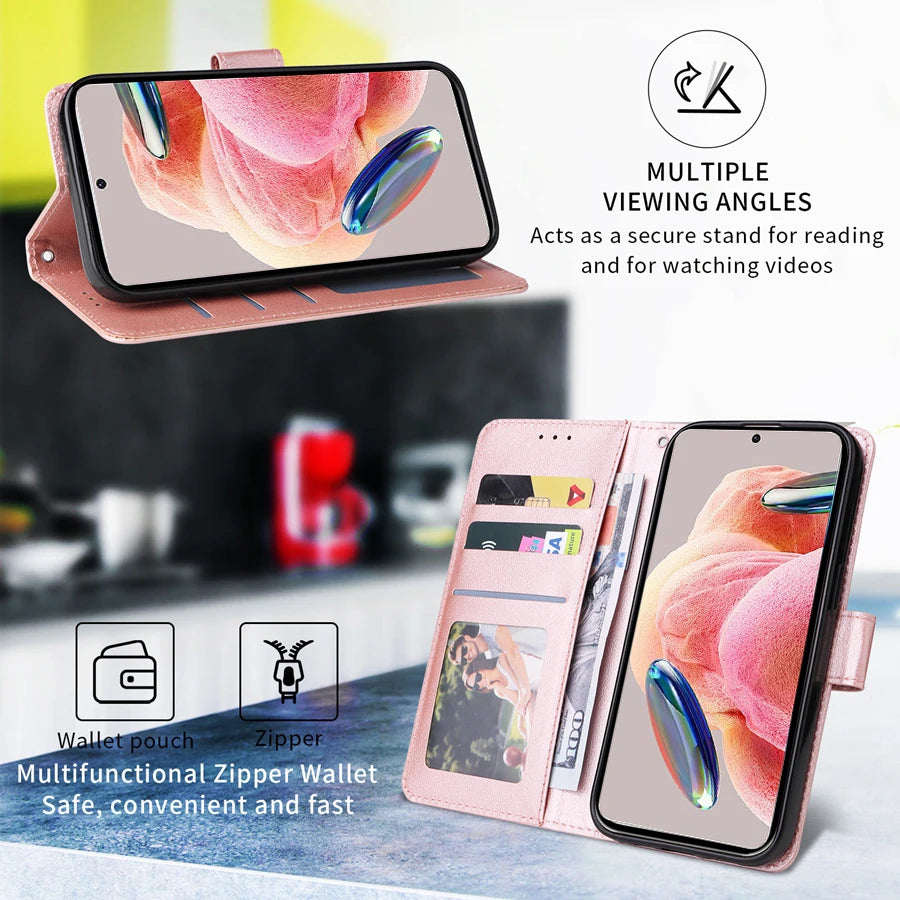 Wallet Card Slot Stand Magnetic Flip Leather Case For Xiaomi Redmi Note 12S 12 Pro 11 11S 10S 9 8 Pro 7 12C 10C Poco X5 Pro M5s
