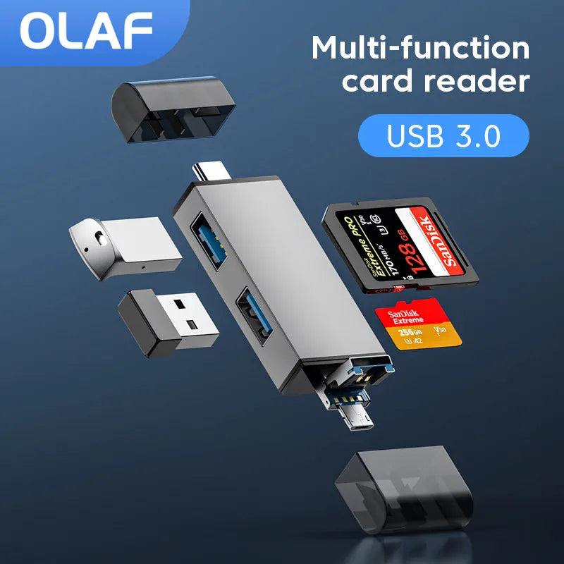 Olaf 7 in 1 Micro TF SD Card Reader USB Flash Drive Memory SD Card Reader OTG type c 3.1 to usb Adapter USB Type C Card Reader