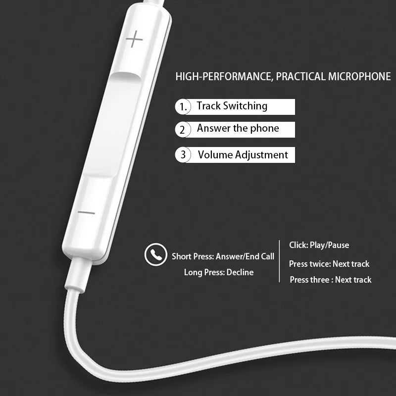 Original Wired  Earphones For iPhone 15 14 13 12 11 Pro Max XR XS 8 Plus In-Ear Headphones Headset Accessories