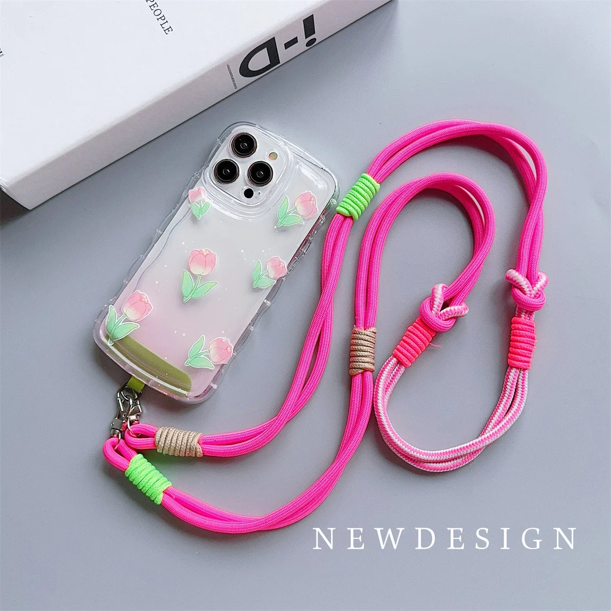 Personalized Trend Double Color Mobile Phone Universal Lanyard Diagonal Span Long Rope Shoulder Strap Rope Fashion Rope