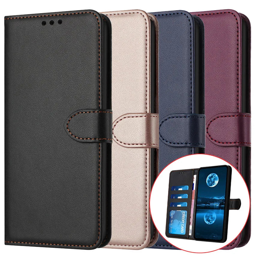 Solid Color Flip Leather Case For OPPO A16 A17 A37 A18 A57 A58 A60 A78 A94 A98 A74 A93 A54 A55 5G 4G A52 A72 Wallet Stand Cover