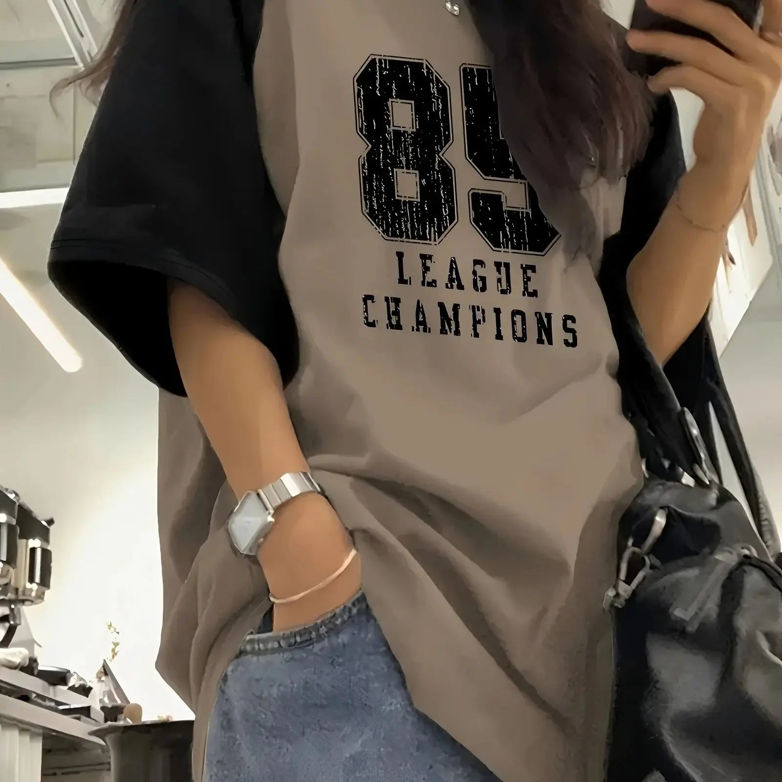 Summer's New Y2K Style Women's Casual Short-Sleeved 85 Digital Letter Printed Round-Neck Loose Quick-Drying T-shirt Trendy Top