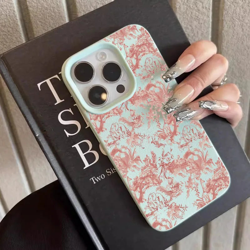 Pink Floral Lichee Pattern For IPhone 17 17Air 16 15 14 13 12 11 Pro Max Case Silicone Cover For IPhone 16 15 14 Plus Case