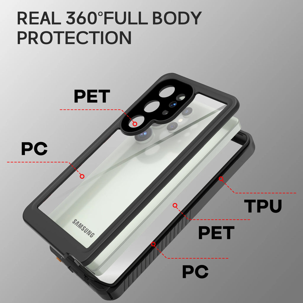 Shellbox - Waterproof phone case for (S25 Ultra/S24FE/S24/S23FE/S23) - Sturdy and durable, IP68, fully enclosed lens protection