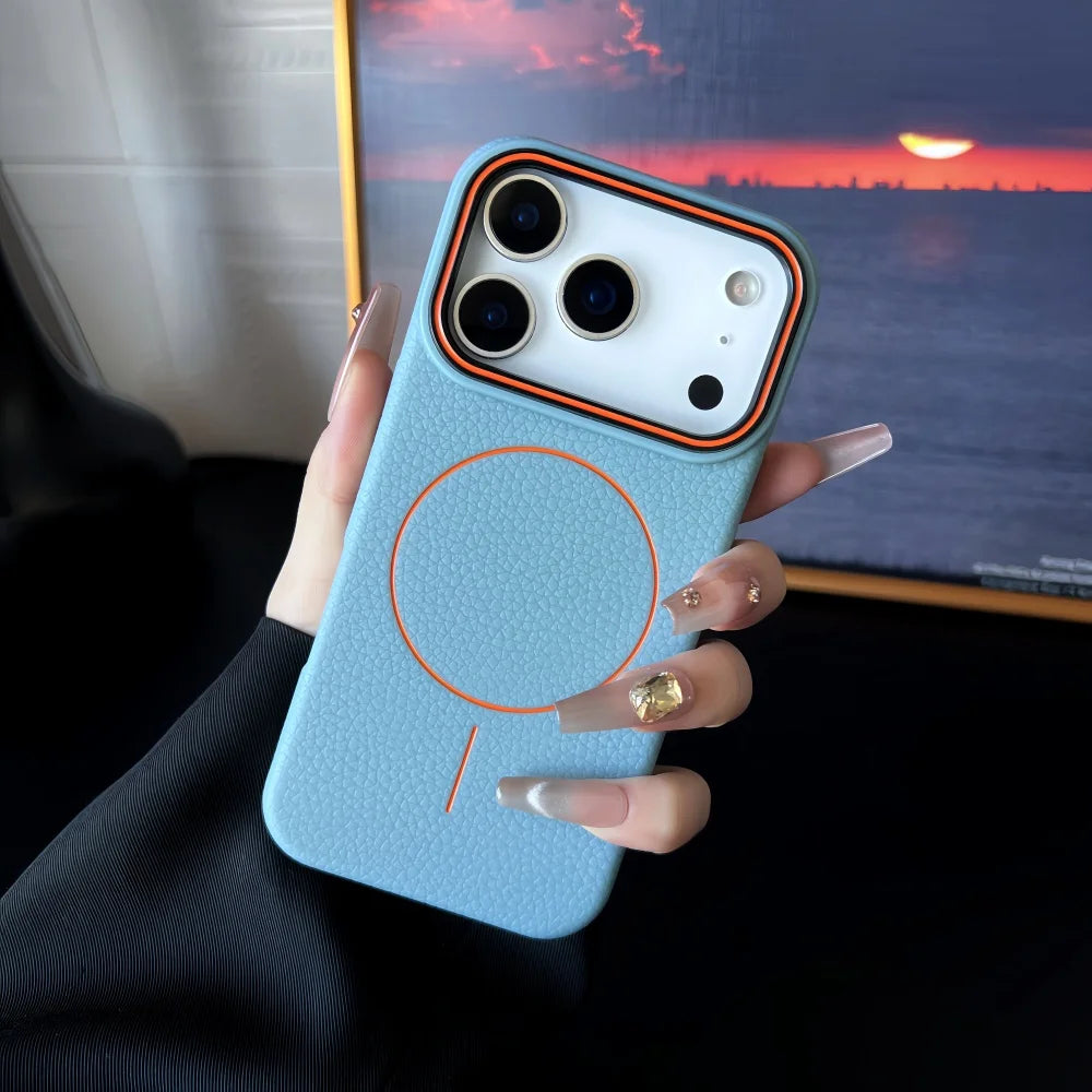 Lichee Pattern Magnetic 17promax Case for IPhone 17 Pro Max 16 14 15 Plus 13 12 17 Air Pro Max 11 for Magsafe Soft Cover