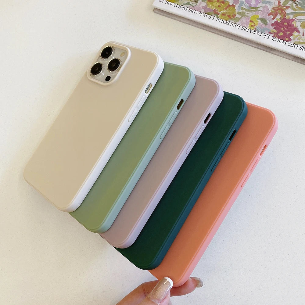 Luxury Matte Candy Color Silicone Soft Case For iPhone 17 Air 16E 16 15 14 13 Pro Max Plus Shockproof Back Cover Slim TPU Shell