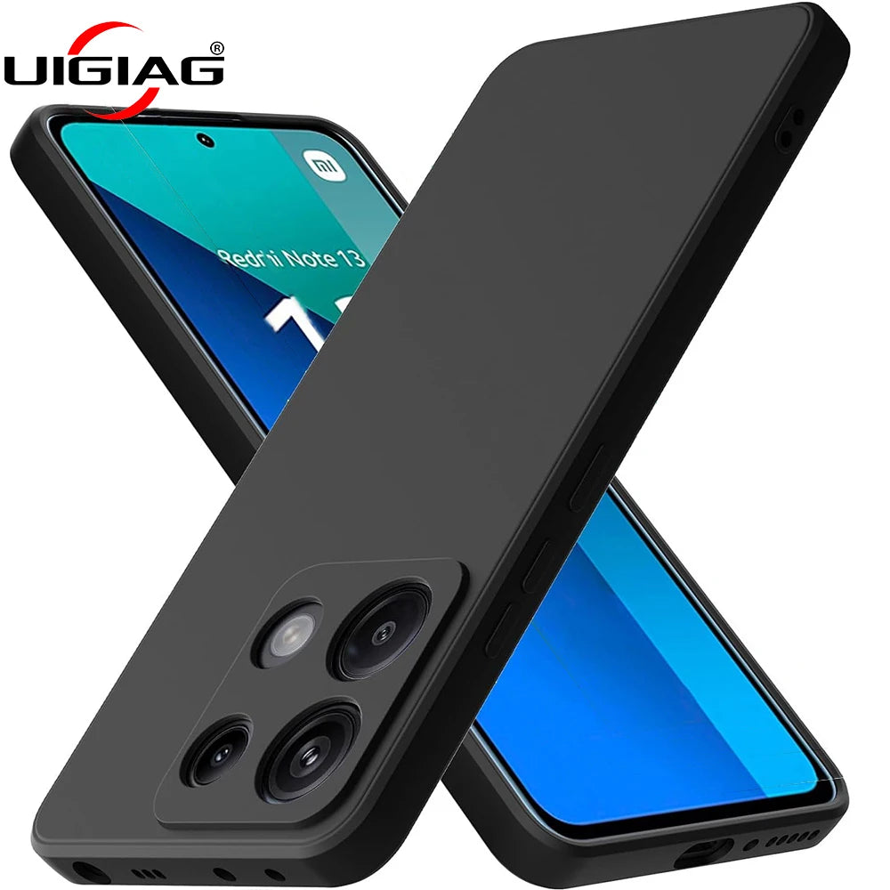 Ultra Thin Matte Soft Silicone Case For Xiaomi Redmi Note 13 12 Pro Plus Pro+ 12S 12C 13C 4G 5G Black Solid Color TPU Back Cover
