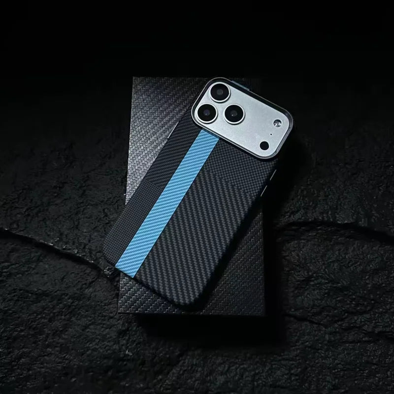 Carbon Fiber Texture Magnetic Armor Case For iphone 17 17Pro Max 16 Pro 15 14 13 Ultrathin Alloy Lens Wireless Charge Hard Cover