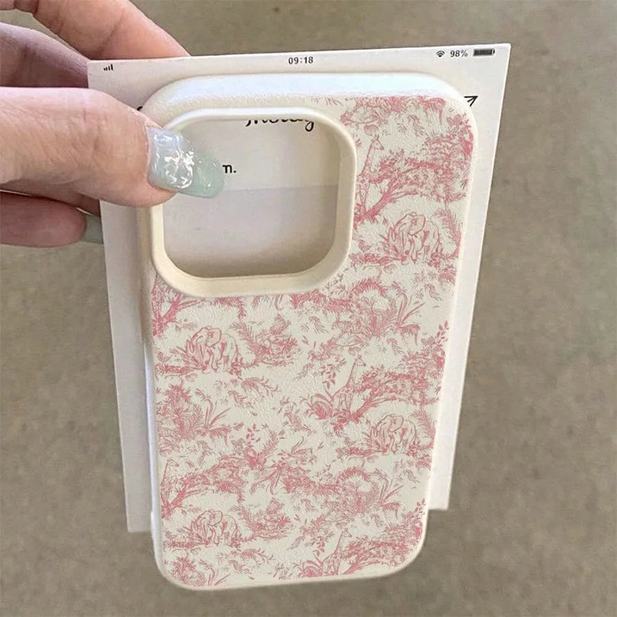 Pink Floral Lichee Pattern For IPhone 17 17Air 16 15 14 13 12 11 Pro Max Case Silicone Cover For IPhone 16 15 14 Plus Case