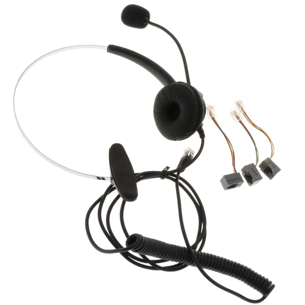 Wired RJ9 Telephone Earpieces Dynamic Sound Office Headset Call Center Headphones with Microphone for Business Communication