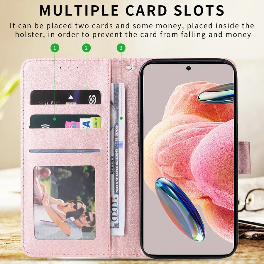 Wallet Card Slot Stand Magnetic Flip Leather Case For Xiaomi Redmi Note 12S 12 Pro 11 11S 10S 9 8 Pro 7 12C 10C Poco X5 Pro M5s